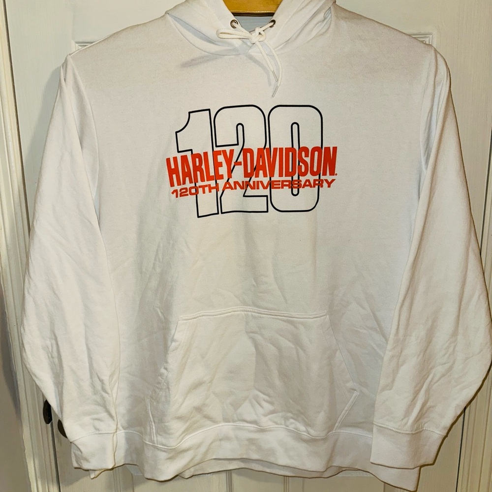 Harley Davidson 120th Anniversary White Pullover Hoodie